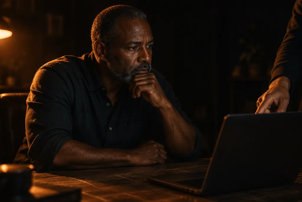 A business owner and a consultant working through the operation at a desk